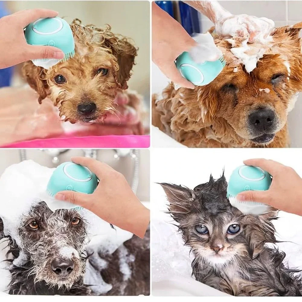 Pet Bath Massage Brush Puppy Dog Cat Grooming Cleaning Soft